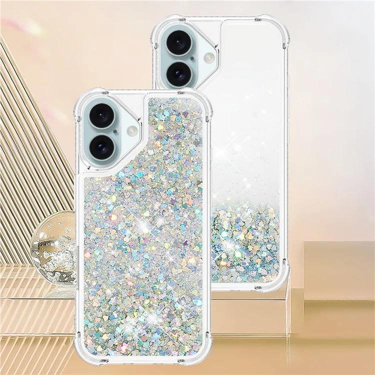 YB Quicksand Series-1 For iPhone 16 Case Glitter Liquid Anti-Drop TPU Phone Cover