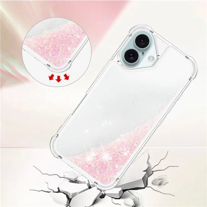 YB Quicksand Series-1 For iPhone 16 Case Glitter Liquid Anti-Drop TPU Phone Cover