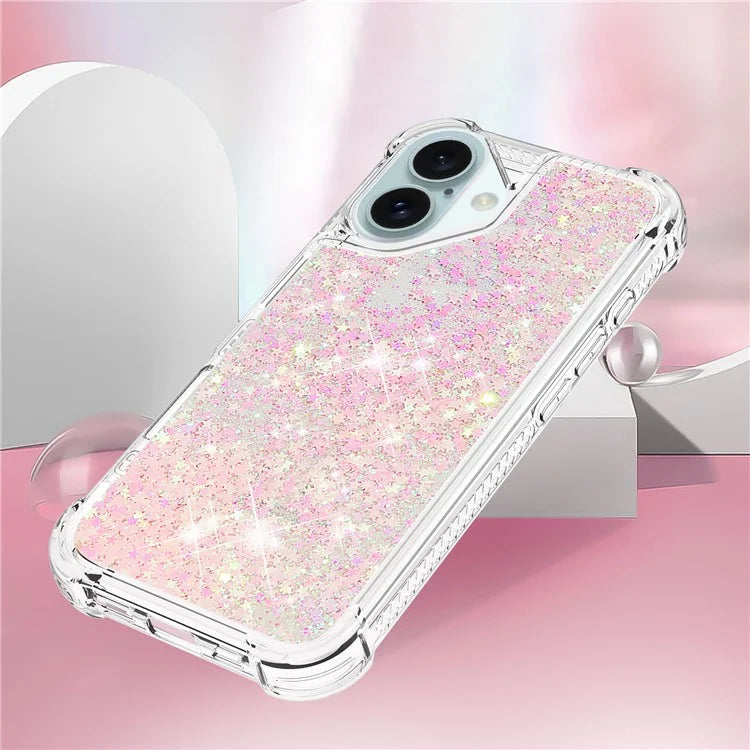 YB Quicksand Series-1 For iPhone 16 Case Glitter Liquid Anti-Drop TPU Phone Cover