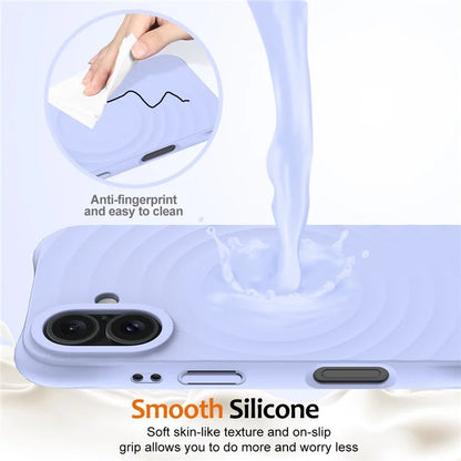 For iPhone 16 Plus Case Compatible with MagSafe Ripple Texture Liquid Silicone Protective Cover with Strap