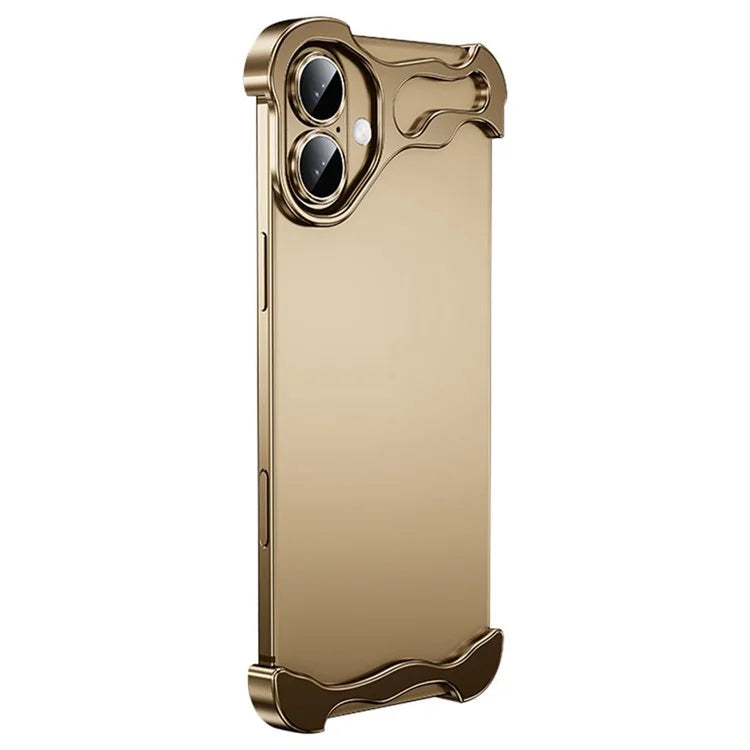 For iPhone 16 Bumper Case Metal Frameless Shockproof Cover with Camera Lens Protector