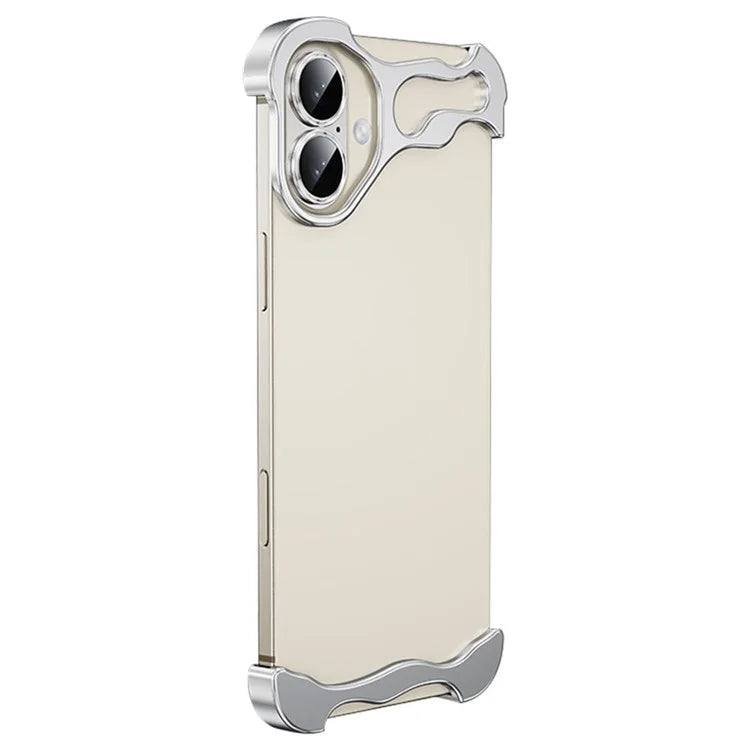 For iPhone 16 Bumper Case Metal Frameless Shockproof Cover with Camera Lens Protector