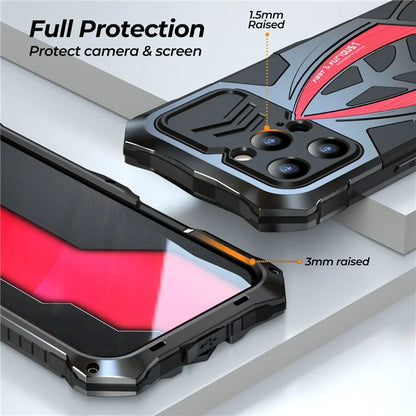 LUPHIE For iPhone 16 Pro Max Case Sports Car Design Shockproof Metal+TPU Phone Cover with Screen Protector