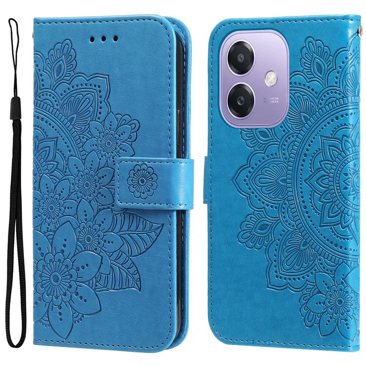 For Oppo A3x 4G / A3x 5G (India) Case PU Leather Wallet Floral Phone Cover Stand View