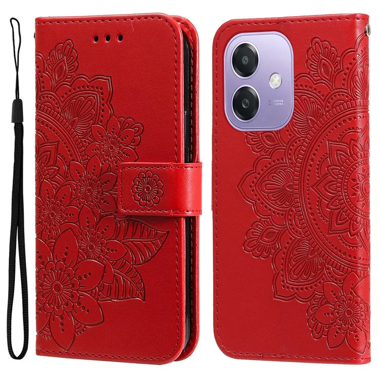 For Oppo A3x 4G / A3x 5G (India) Case PU Leather Wallet Floral Phone Cover Stand View