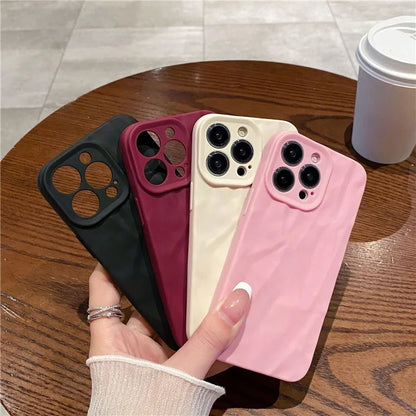 For iPhone 16 Pro Max Case Wrinkle Texture Matte Soft TPU Protective Phone Cover