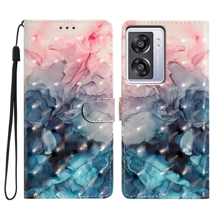 For Oppo A57 4G / A57 (2022) 5G / A77 5G Case 3D Pattern Printing Phone Leather Cover