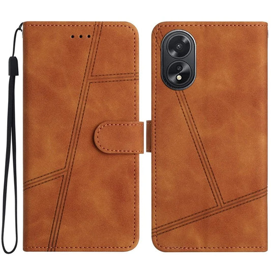 For Oppo A58 5G / A78 5G Case Lines Imprinted PU Leather Wallet Cover