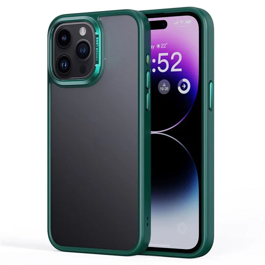 For iPhone 15 Pro TPU+PC Cell Phone Cases Aluminum Alloy Camera Frame Matte Coverish Green