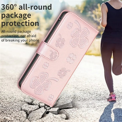 For Oppo A58 4G Wallet Phone Case PU Leather Clover Imprinted Cover