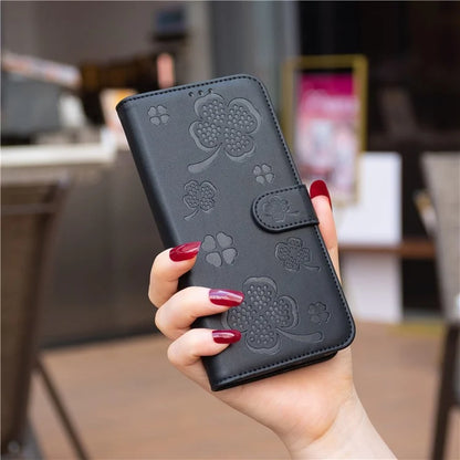 For Oppo A58 4G Wallet Phone Case PU Leather Clover Imprinted Cover