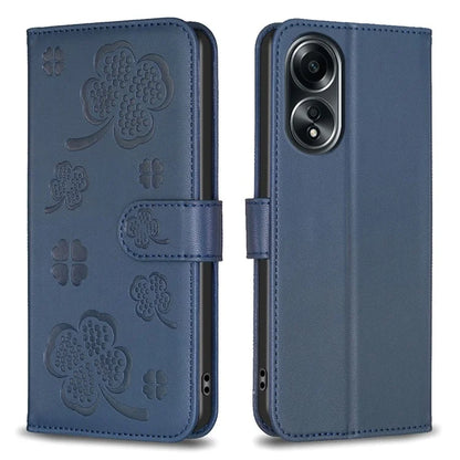 For Oppo A58 4G Wallet Phone Case PU Leather Clover Imprinted Cover