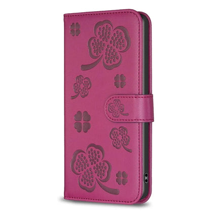 For Oppo A58 4G Wallet Phone Case PU Leather Clover Imprinted Cover