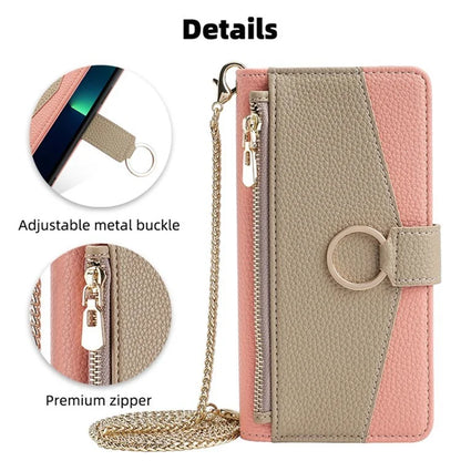 For vivo V29e (Global) 5G Case Zipper Pockets Leather Phone Cover with Strap