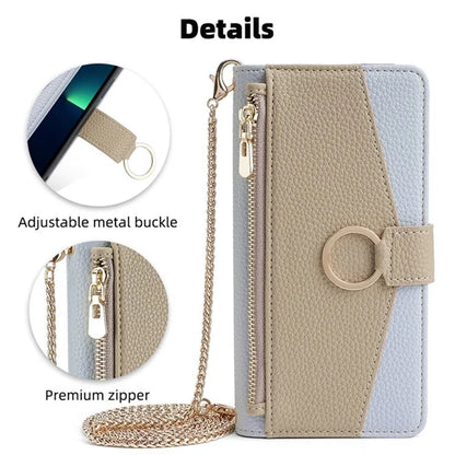 For vivo V29e (Global) 5G Case Zipper Pockets Leather Phone Cover with Strap