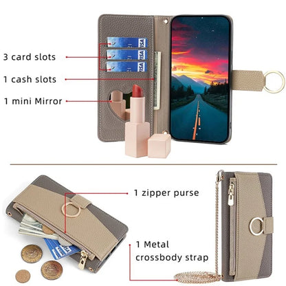 For vivo V29e (Global) 5G Case Zipper Pockets Leather Phone Cover with Strap