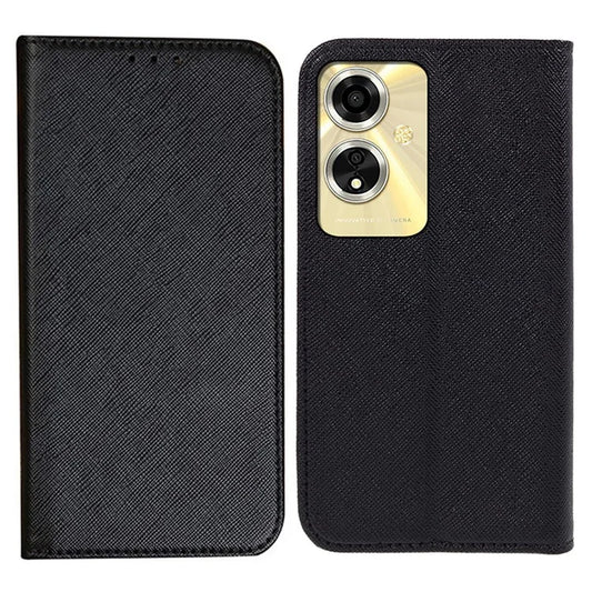 For Oppo A59 5G Cell Phone Case Magnetic Auto Closing Cross Texture PU Leather Wallet Cover