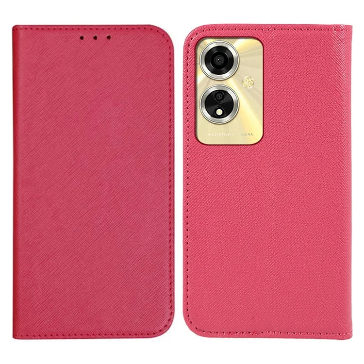 For Oppo A59 5G Cell Phone Case Magnetic Auto Closing Cross Texture PU Leather Wallet Cover