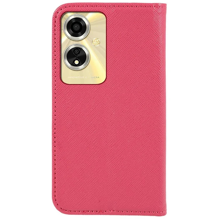 For Oppo A59 5G Cell Phone Case Magnetic Auto Closing Cross Texture PU Leather Wallet Cover