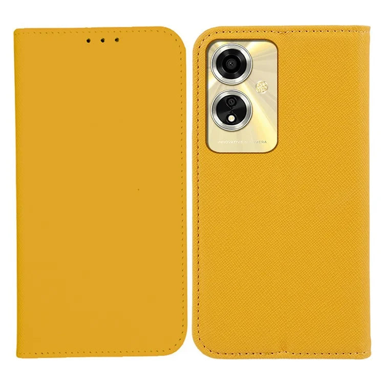 For Oppo A59 5G Cell Phone Case Magnetic Auto Closing Cross Texture PU Leather Wallet Cover