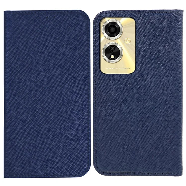 For Oppo A59 5G Cell Phone Case Magnetic Auto Closing Cross Texture PU Leather Wallet Cover