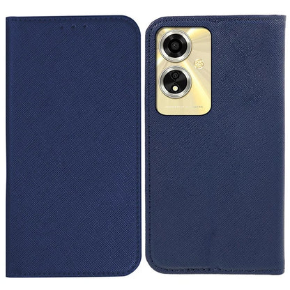 For Oppo A59 5G Cell Phone Case Magnetic Auto Closing Cross Texture PU Leather Wallet Cover