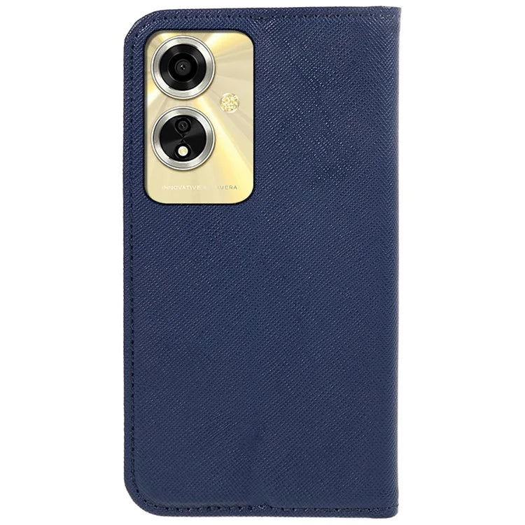 For Oppo A59 5G Cell Phone Case Magnetic Auto Closing Cross Texture PU Leather Wallet Cover