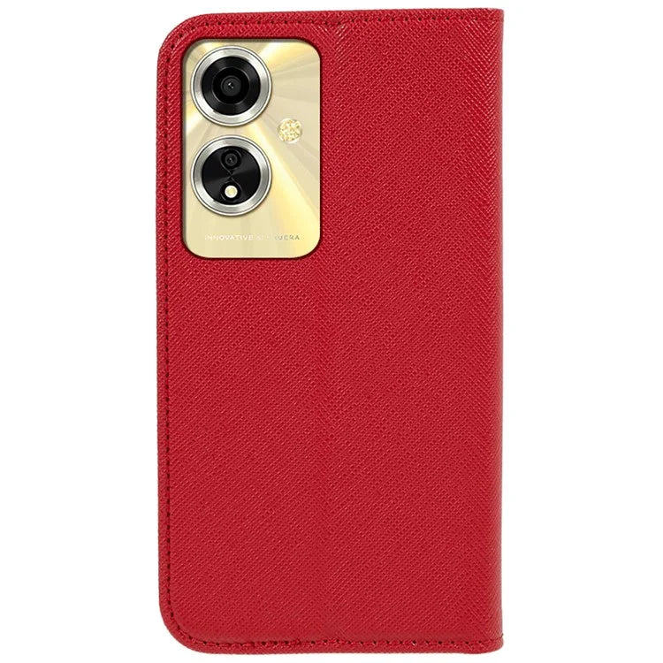 For Oppo A59 5G Cell Phone Case Magnetic Auto Closing Cross Texture PU Leather Wallet Cover