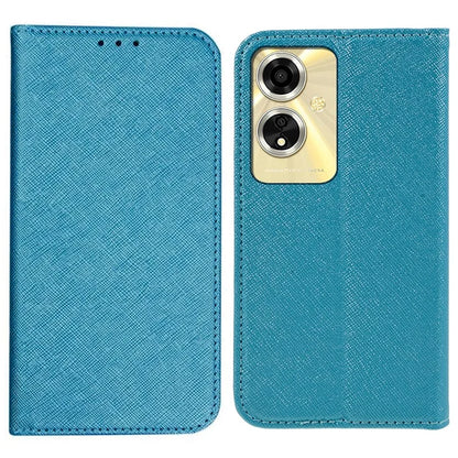 For Oppo A59 5G Cell Phone Case Magnetic Auto Closing Cross Texture PU Leather Wallet Cover