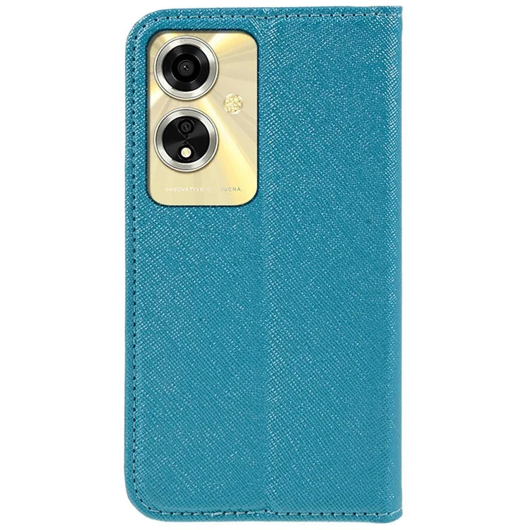 For Oppo A59 5G Cell Phone Case Magnetic Auto Closing Cross Texture PU Leather Wallet Cover