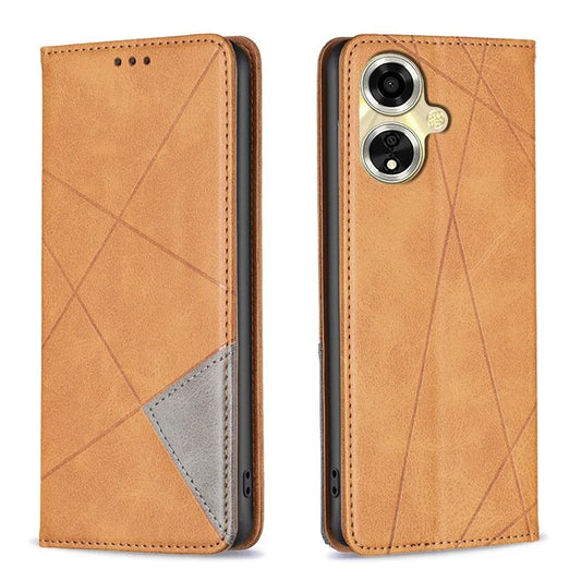 For Oppo A59 5G Magnetic Case Rhombus Imprinted Card Slots Phone Cover