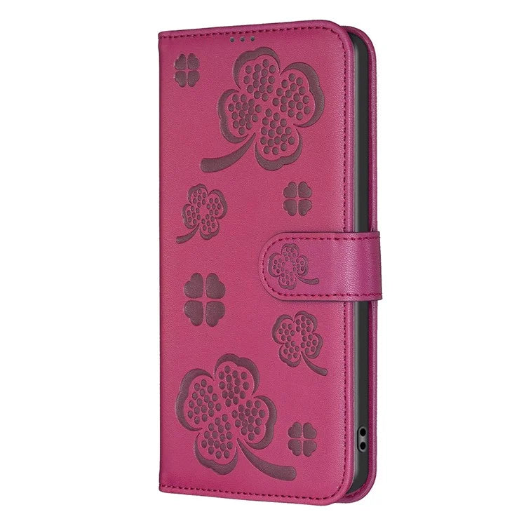 For Oppo A59 5G Magnetic Case Leather Clover Pattern Phone Cover