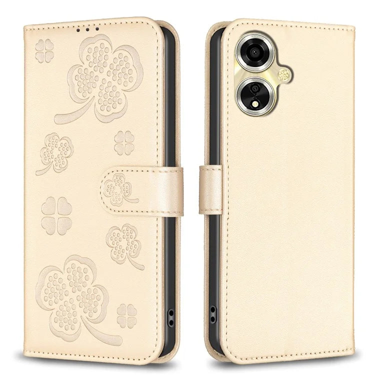 For Oppo A59 5G Magnetic Case Leather Clover Pattern Phone Cover