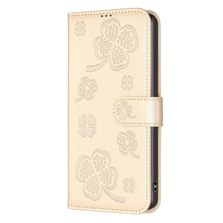 For Oppo A59 5G Magnetic Case Leather Clover Pattern Phone Cover