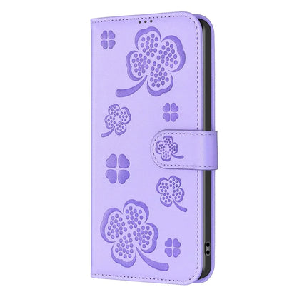 For Oppo A59 5G Magnetic Case Leather Clover Pattern Phone Cover