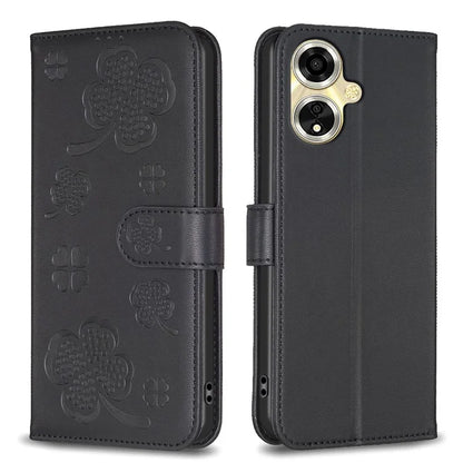 For Oppo A59 5G Magnetic Case Leather Clover Pattern Phone Cover