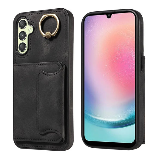 001 Kickstand Case for Samsung Galaxy A25 5G (Global) (161.0 x 76.5 x 8.3mm) Skin-touch Phone Cover with Card Holder