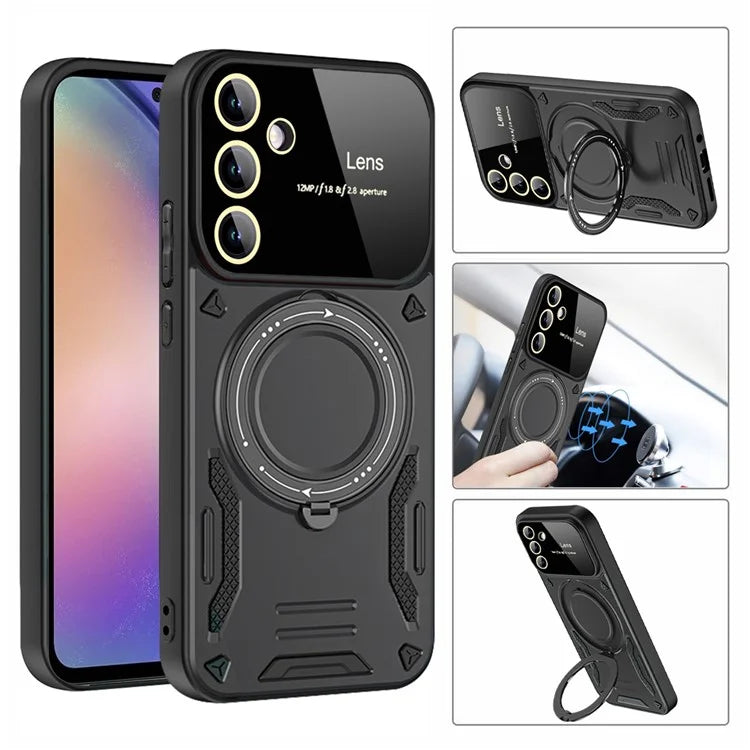 For Samsung Galaxy A55 5G Case Compatible with MagSafe PC+TPU Kickstand Phone Cover