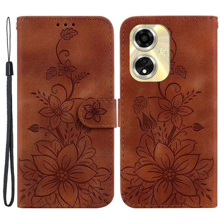 For Oppo A59 5G / A2m 5G Case Floral Pattern Folding Stand Leather Phone Cover