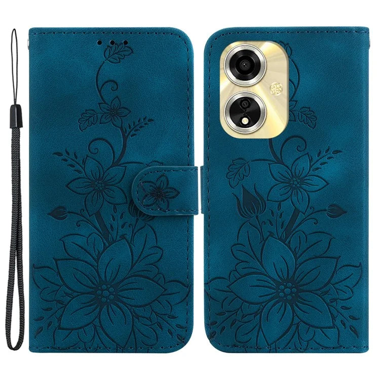 For Oppo A59 5G / A2m 5G Case Floral Pattern Folding Stand Leather Phone Cover