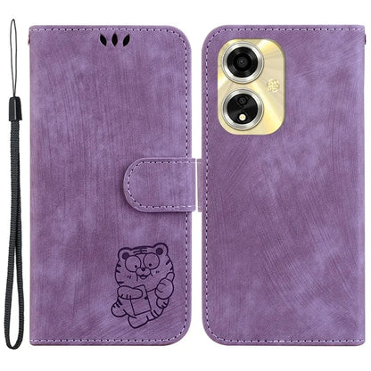 For Oppo A59 5G / A2m 5G Case Cute Tiger PU Leather Wallet Flip Phone Cover