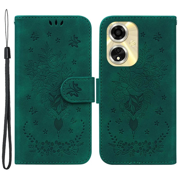 For Oppo A59 5G / A2m 5G Case Folio Flower Pattern Protective Leather Phone Cover