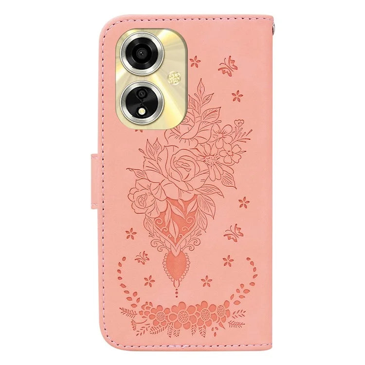 For Oppo A59 5G / A2m 5G Case Folio Flower Pattern Protective Leather Phone Cover