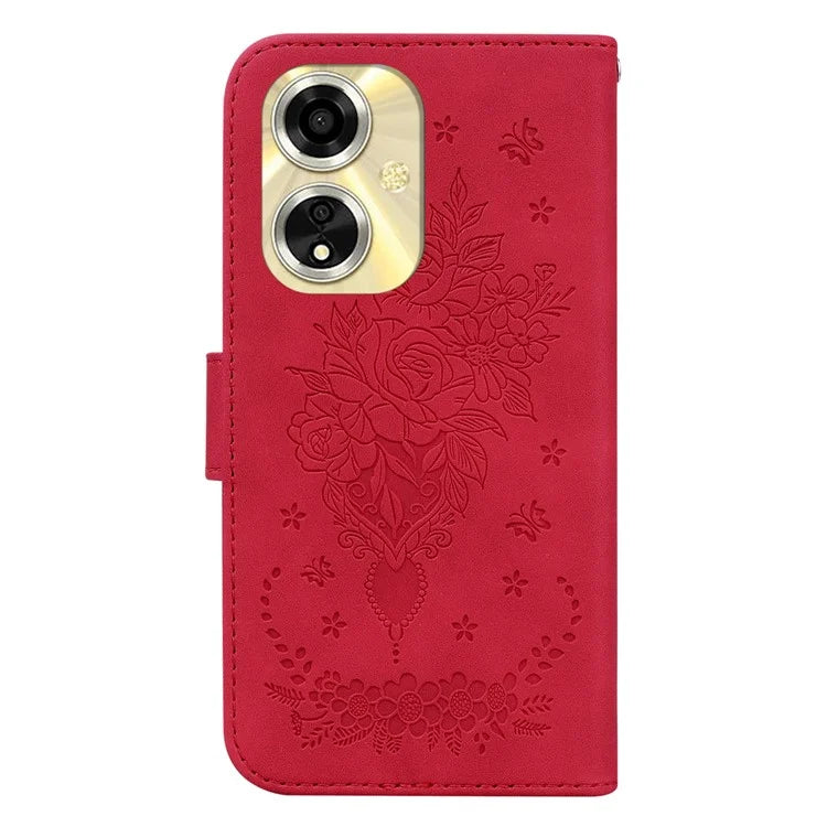 For Oppo A59 5G / A2m 5G Case Folio Flower Pattern Protective Leather Phone Cover