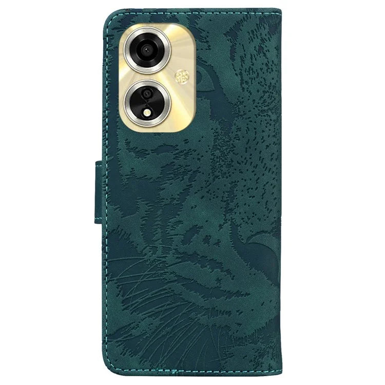 For Oppo A59 5G / A2m 5G Wallet Case Imprinted Tiger Pattern Leather Stand Phone Cover