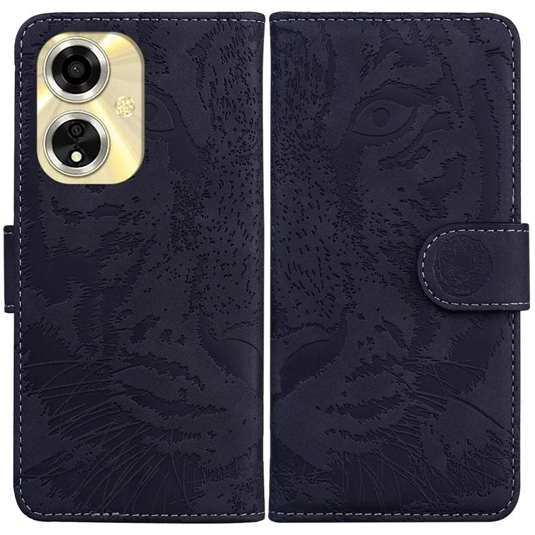 For Oppo A59 5G / A2m 5G Wallet Case Imprinted Tiger Pattern Leather Stand Phone Cover