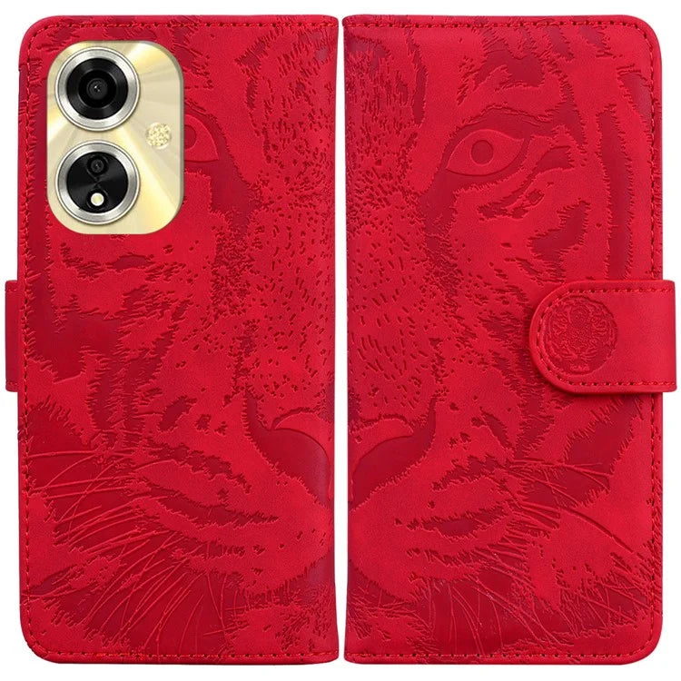 For Oppo A59 5G / A2m 5G Wallet Case Imprinted Tiger Pattern Leather Stand Phone Cover