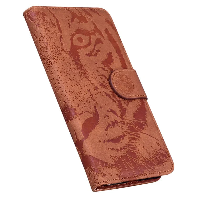 For Oppo A59 5G / A2m 5G Wallet Case Imprinted Tiger Pattern Leather Stand Phone Cover