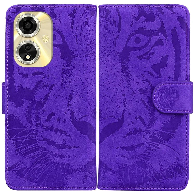 For Oppo A59 5G / A2m 5G Wallet Case Imprinted Tiger Pattern Leather Stand Phone Cover