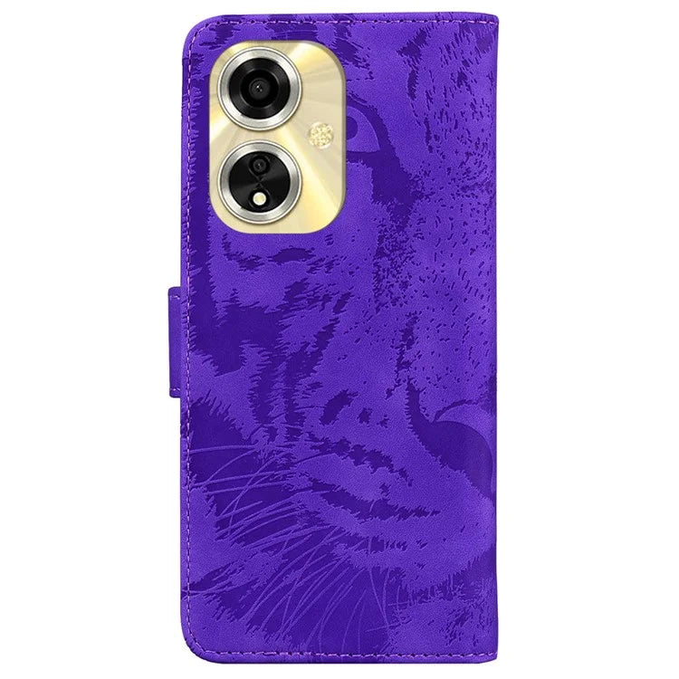 For Oppo A59 5G / A2m 5G Wallet Case Imprinted Tiger Pattern Leather Stand Phone Cover